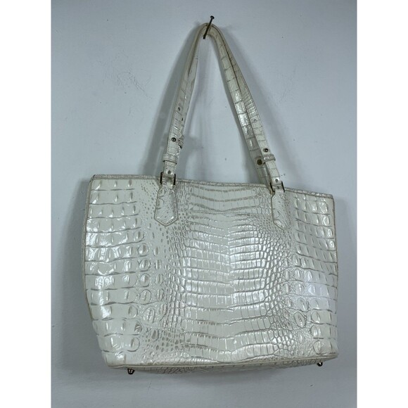 BRAHMIN Asher Tote Purse Vintage Bag White Medium - Picture 4 of 13